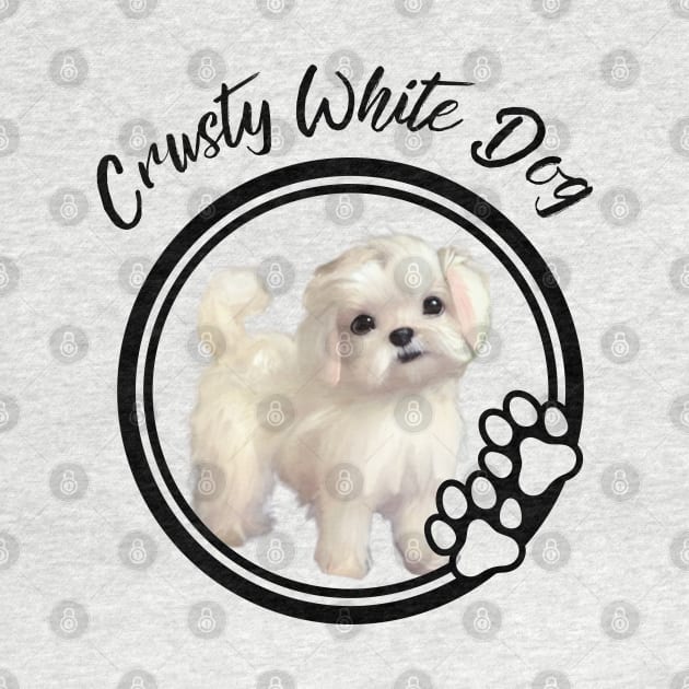 Crusty White Dog with Fluffy Curly Hair Cutest Eyes of Maltese Terrier Puppy by Mochabonk